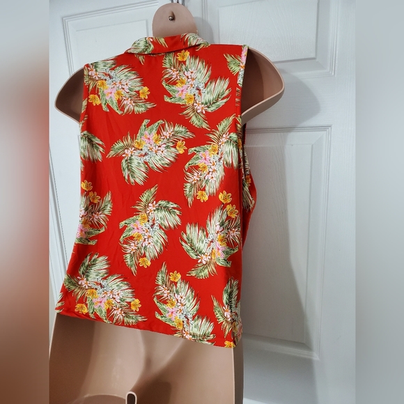 Full Circle Trends Tropical Tie Waist Shirt - Picture 6 of 9